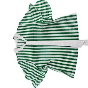 Kaktus Womens Green & White Striped Mesh Top With Flutter Sleeves Size XL